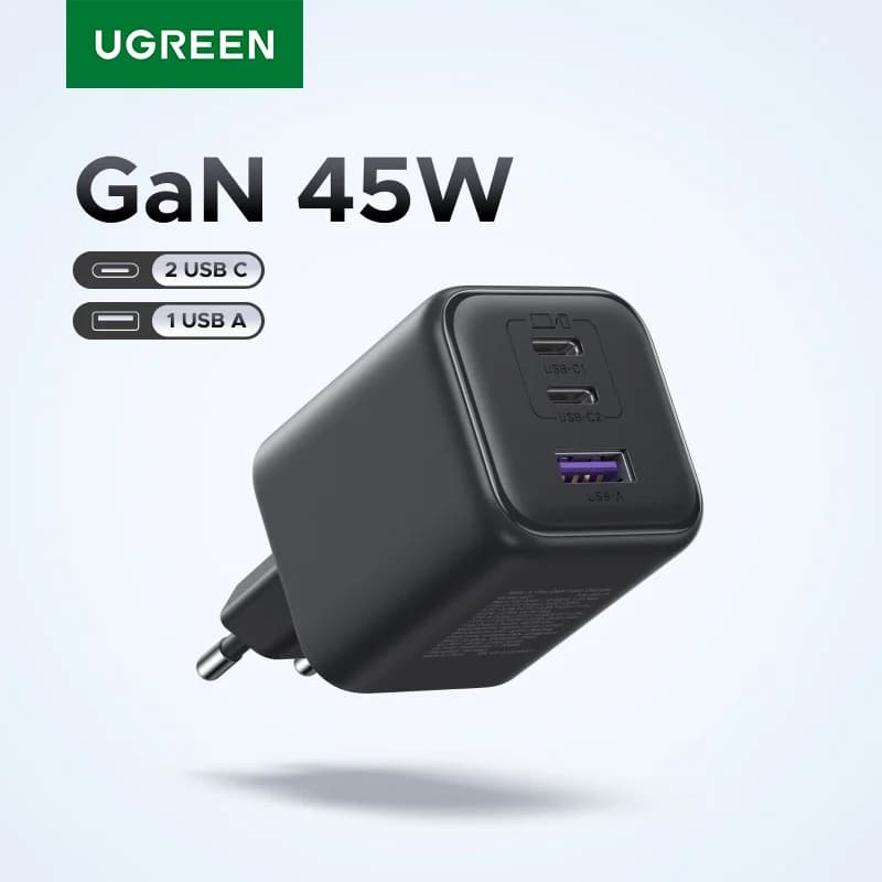 Zidni punjač GaN USB-C 45W, EU utičnica