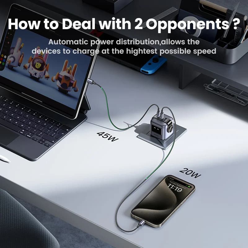 65W GaN USB-C brzi punjač s UK utičnicom