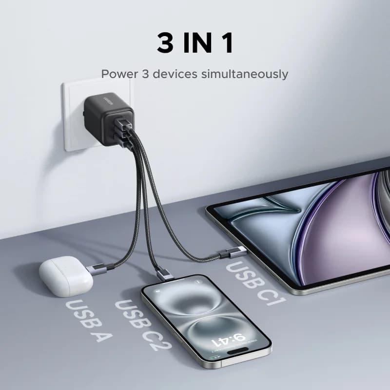 Zidni punjač GaN USB-C 45W, EU utičnica