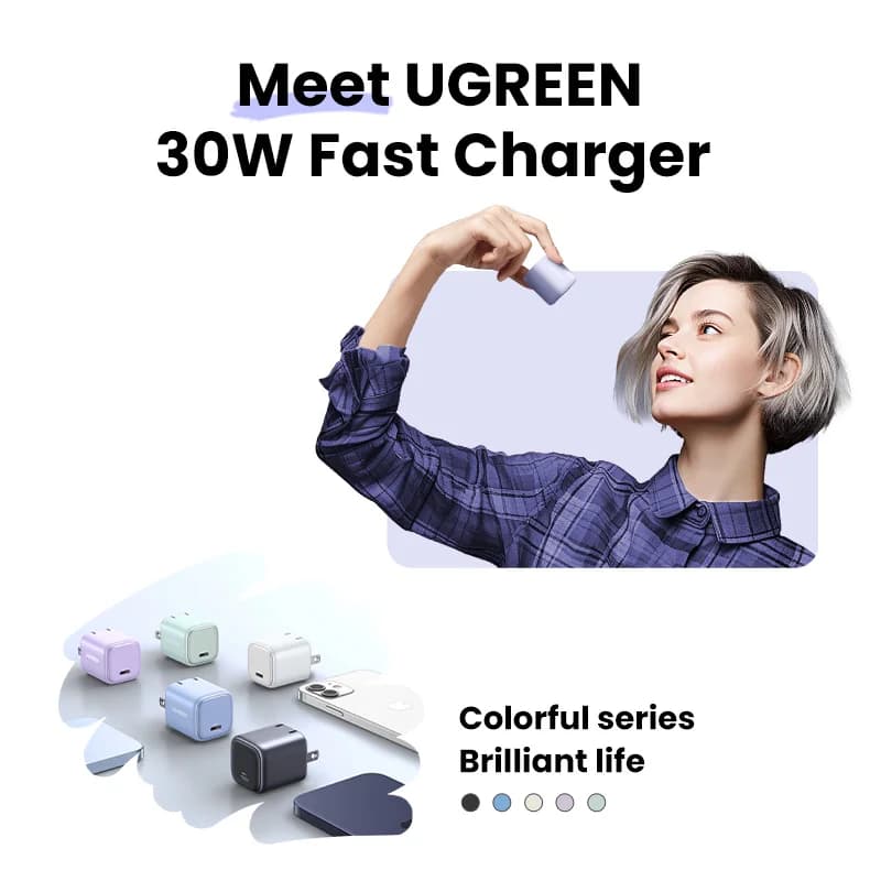 30W GaN USB-C brzi zidni punjač