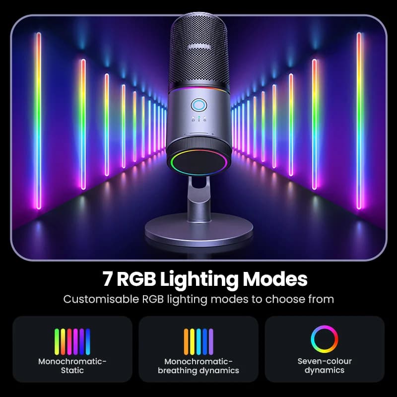 USB kondenzatorski mikrofon s RGB osvjetljenjem