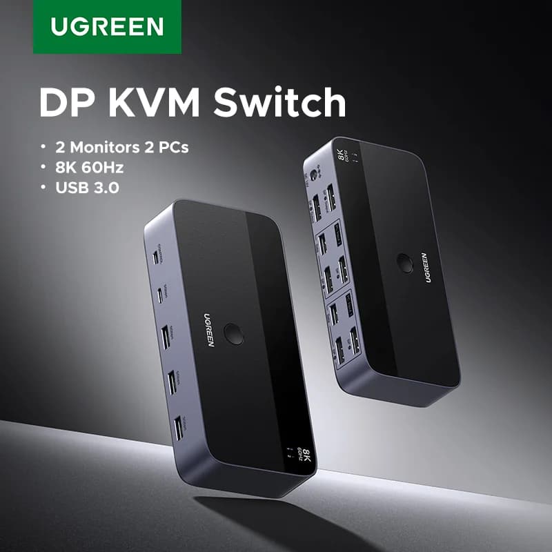 KVM preklopnik za dva monitora, 8K/60Hz, USB 3.0