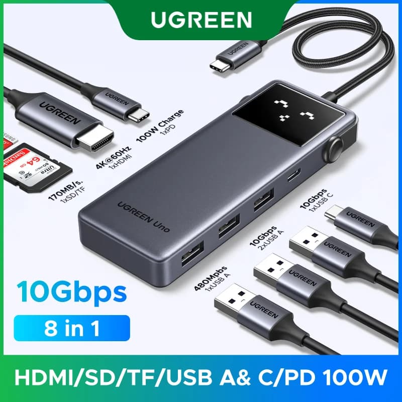8-u-1 USB-C hub s 4K HDMI i 100W PD