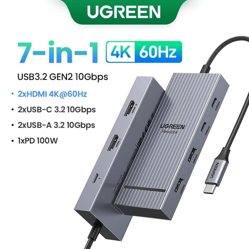 USB-C hub s dual HDMI & RJ45