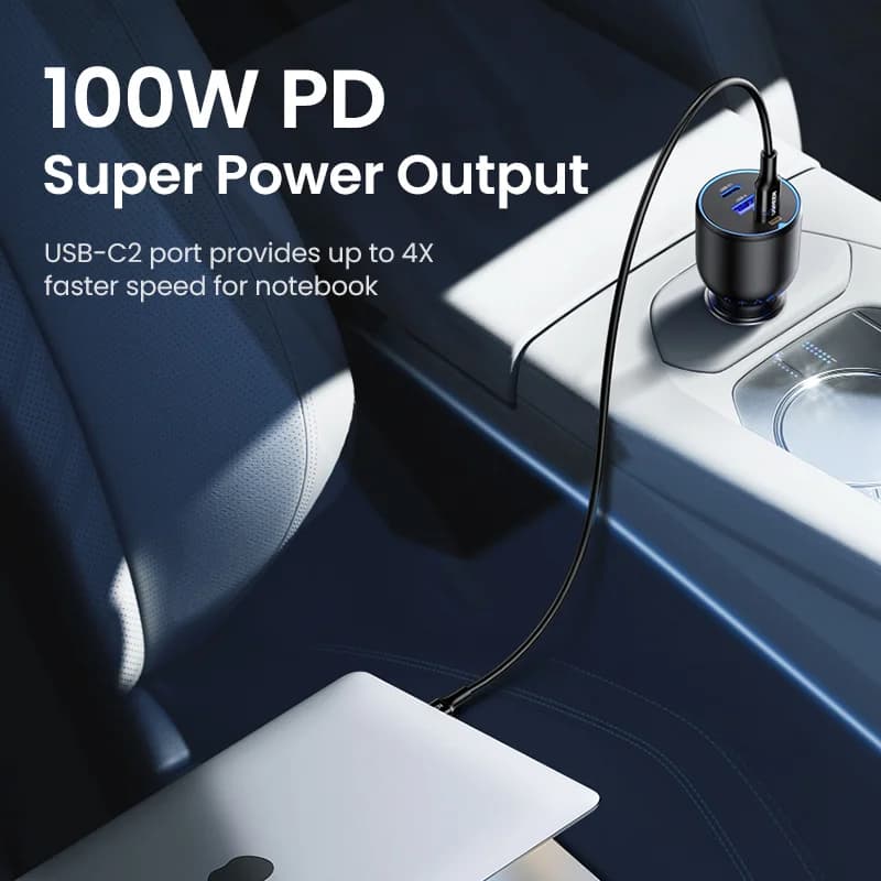 Automobilski punjač 130W s dva USB-C priključka